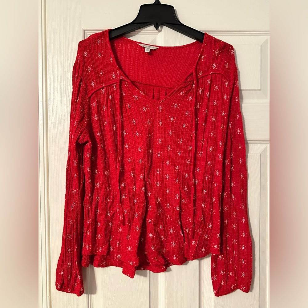 Lucky Brand Red Textured Top